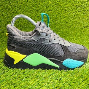 Puma RS-X Highlighter Boys Size 5C Gray Black Walking Running Shoes Sneakers